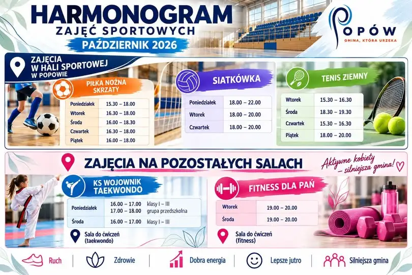 Harmonogram zajęć sportowych w Popowie – październik 2026