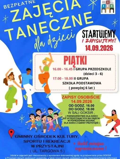 Zmiana terminu zajęć tanecznych w GOKSiR Przystajń – od października tańczymy w piątki