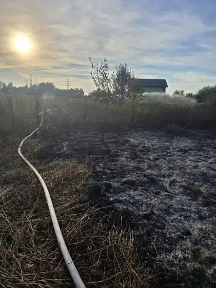 Pożar nieużytków w pobliżu zabudowań w Ślusarzach – interwencja straży