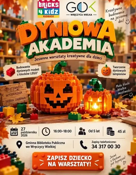 Dyniowa akademia w bibliotece we Wręczycy Wielkiej – warsztaty Lego dla dzieci