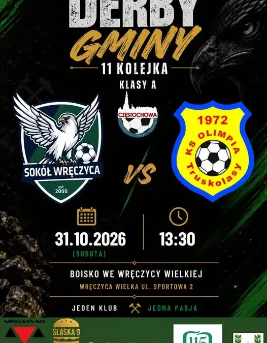 Derby gminy Wręczyca Wielka: Sokół zmierzy się z Olimpią Truskolasy