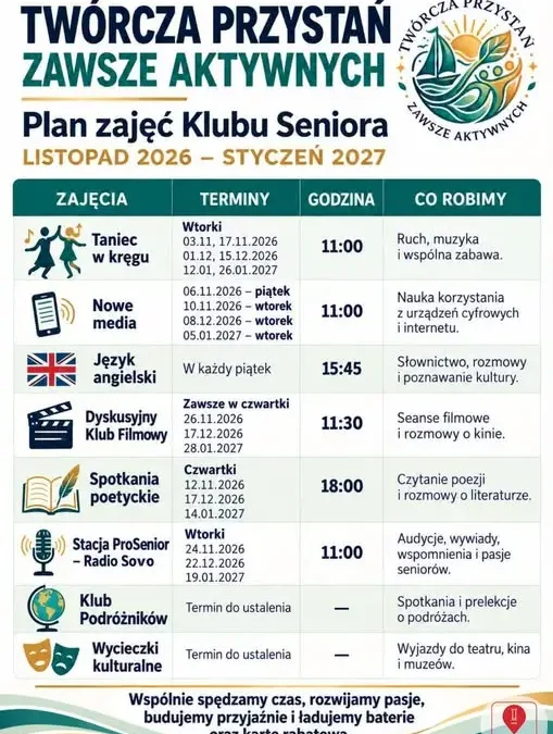 Klub Seniora w Kłobucku zaprasza na nowy sezon zajęć