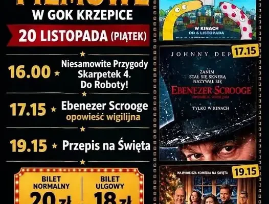 Krzepice: seanse filmowe w GOK już 20 listopada